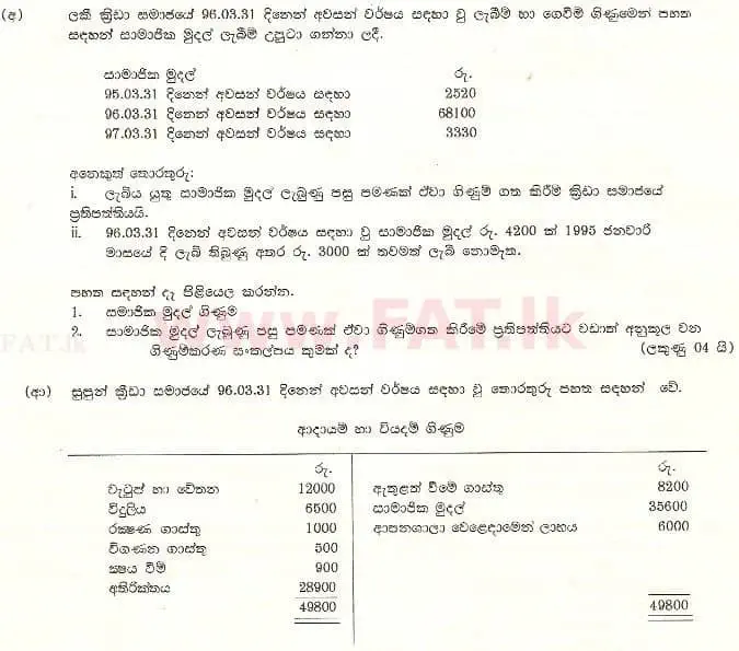 National Syllabus : Advanced Level (A/L) Accounting - 1997 August - Paper II (සිංහල Medium) 6 1