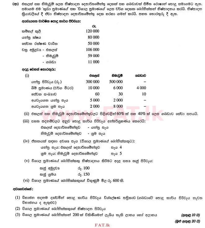 National Syllabus : Advanced Level (A/L) Accounting - 2012 August - Paper II (සිංහල Medium) 2 4