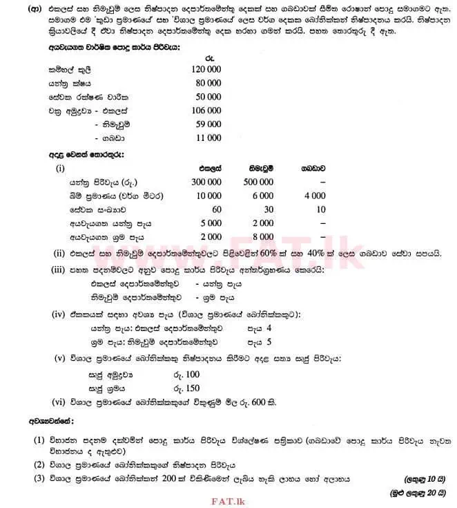 உள்ளூர் பாடத்திட்டம் : உயர்தரம் (உ/த) கணக்கியல் - 2012 ஆகஸ்ட் - தாள்கள் II (සිංහල மொழிமூலம்) 2 4