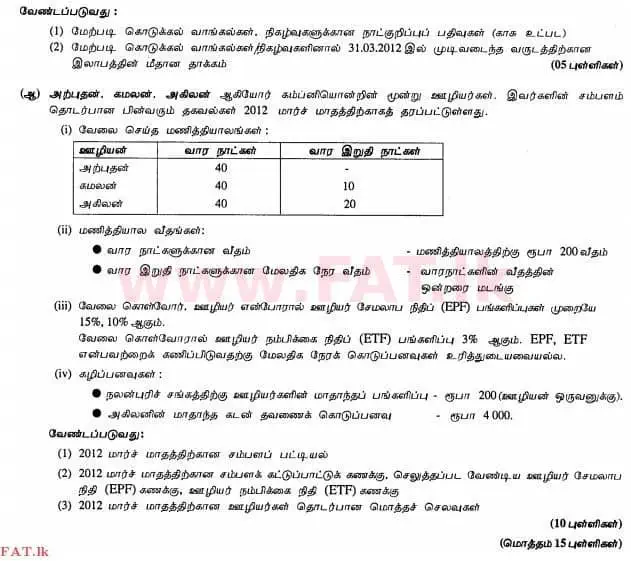 உள்ளூர் பாடத்திட்டம் : உயர்தரம் (உ/த) கணக்கியல் - 2012 ஆகஸ்ட் - தாள்கள் II (தமிழ் மொழிமூலம்) 4 2