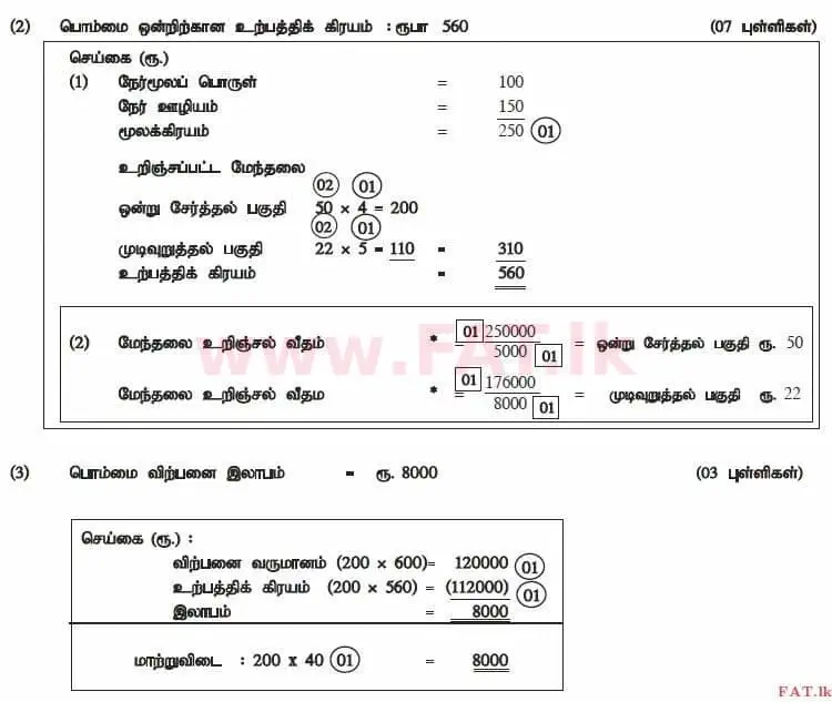 உள்ளூர் பாடத்திட்டம் : உயர்தரம் (உ/த) கணக்கியல் - 2012 ஆகஸ்ட் - தாள்கள் II (தமிழ் மொழிமூலம்) 2 4143