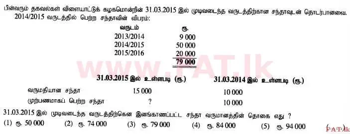 National Syllabus : Advanced Level (A/L) Accounting - 2015 August - Paper I A (தமிழ் Medium) 13 1