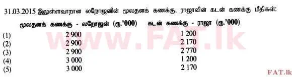 National Syllabus : Advanced Level (A/L) Accounting - 2015 August - Paper I A (தமிழ் Medium) 15 2