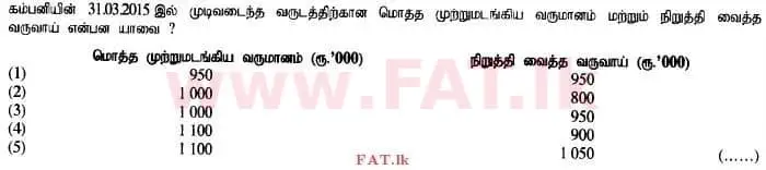 National Syllabus : Advanced Level (A/L) Accounting - 2015 August - Paper I A (தமிழ் Medium) 20 2