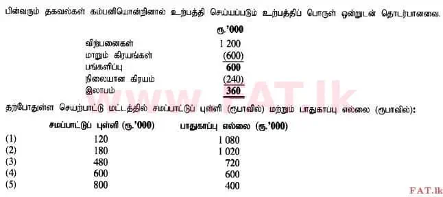 National Syllabus : Advanced Level (A/L) Accounting - 2015 August - Paper I A (தமிழ் Medium) 29 1