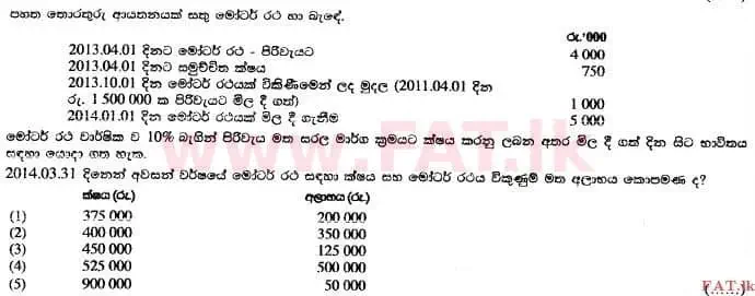 உள்ளூர் பாடத்திட்டம் : உயர்தரம் (உ/த) கணக்கியல் - 2014 ஆகஸ்ட் - தாள்கள் I A (සිංහල மொழிமூலம்) 14 1