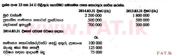 உள்ளூர் பாடத்திட்டம் : உயர்தரம் (உ/த) கணக்கியல் - 2014 ஆகஸ்ட் - தாள்கள் I A (සිංහල மொழிமூலம்) 24 1