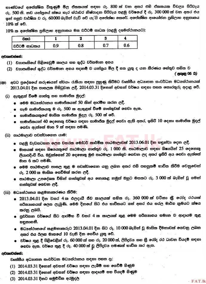 National Syllabus : Advanced Level (A/L) Accounting - 2014 August - Paper II (සිංහල Medium) 7 2