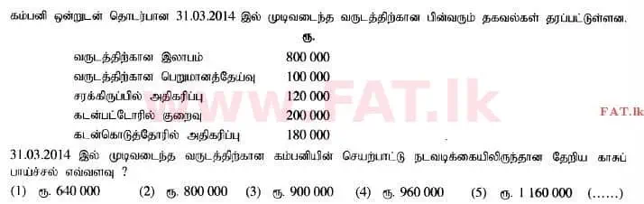 உள்ளூர் பாடத்திட்டம் : உயர்தரம் (உ/த) கணக்கியல் - 2014 ஆகஸ்ட் - தாள்கள் I A (தமிழ் மொழிமூலம்) 19 1
