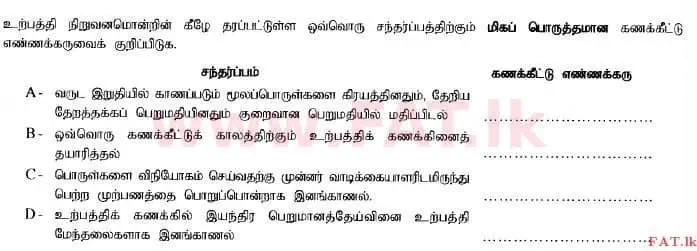 உள்ளூர் பாடத்திட்டம் : உயர்தரம் (உ/த) கணக்கியல் - 2014 ஆகஸ்ட் - தாள்கள் I B (தமிழ் மொழிமூலம்) 8 1