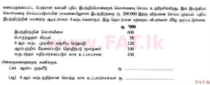 உள்ளூர் பாடத்திட்டம் : உயர்தரம் (உ/த) கணக்கியல் - 2014 ஆகஸ்ட் - தாள்கள் I B (தமிழ் மொழிமூலம்) 20 1