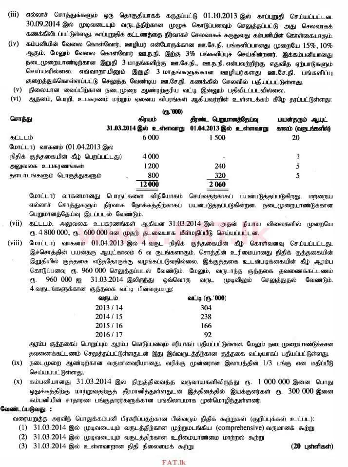 National Syllabus : Advanced Level (A/L) Accounting - 2014 August - Paper II (தமிழ் Medium) 1 2
