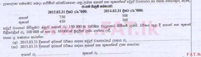 National Syllabus : Advanced Level (A/L) Accounting - 2015 August - Paper I B (සිංහල Medium) 41 2