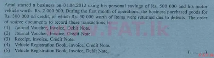 உள்ளூர் பாடத்திட்டம் : உயர்தரம் (உ/த) கணக்கியல் - 2013 ஆகஸ்ட் - தாள்கள் I A (English மொழிமூலம்) 4 1