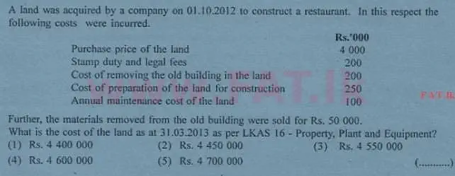 உள்ளூர் பாடத்திட்டம் : உயர்தரம் (உ/த) கணக்கியல் - 2013 ஆகஸ்ட் - தாள்கள் I A (English மொழிமூலம்) 12 1