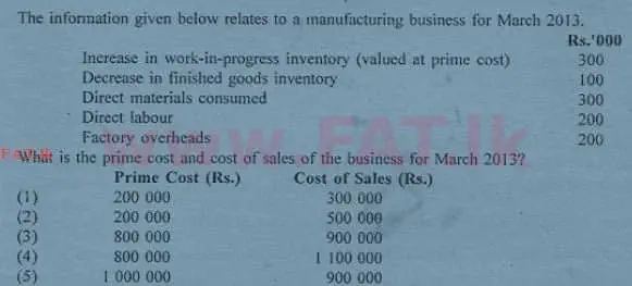 உள்ளூர் பாடத்திட்டம் : உயர்தரம் (உ/த) கணக்கியல் - 2013 ஆகஸ்ட் - தாள்கள் I A (English மொழிமூலம்) 13 1
