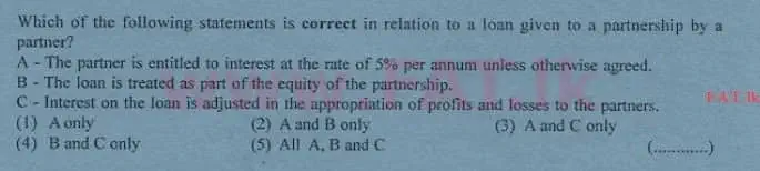 දේශීය විෂය නිර්දේශය : උසස් පෙළ (A/L) ගිණුම්කරණය - 2013 අගෝස්තු - ප්‍රශ්න පත්‍රය I A (English මාධ්‍යය) 15 1
