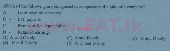 National Syllabus : Advanced Level (A/L) Accounting - 2013 August - Paper I A (English Medium) 20 1