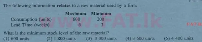 දේශීය විෂය නිර්දේශය : උසස් පෙළ (A/L) ගිණුම්කරණය - 2013 අගෝස්තු - ප්‍රශ්න පත්‍රය I A (English මාධ්‍යය) 26 1
