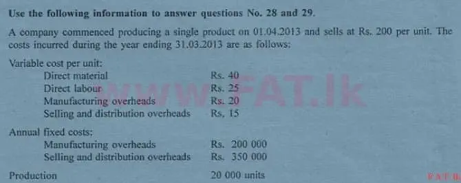 දේශීය විෂය නිර්දේශය : උසස් පෙළ (A/L) ගිණුම්කරණය - 2013 අගෝස්තු - ප්‍රශ්න පත්‍රය I A (English මාධ්‍යය) 29 1