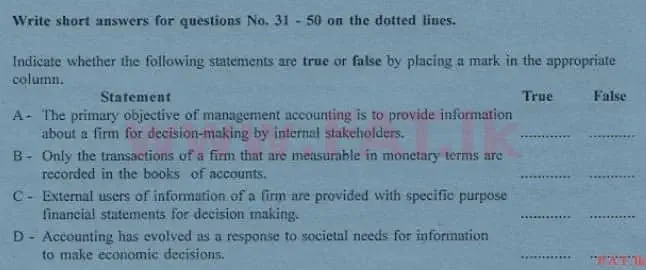 National Syllabus : Advanced Level (A/L) Accounting - 2013 August - Paper I B (English Medium) 1 1