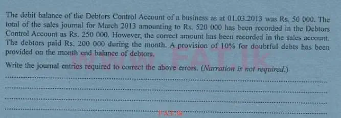 National Syllabus : Advanced Level (A/L) Accounting - 2013 August - Paper I B (English Medium) 5 1