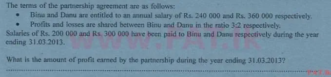 National Syllabus : Advanced Level (A/L) Accounting - 2013 August - Paper I B (English Medium) 10 2