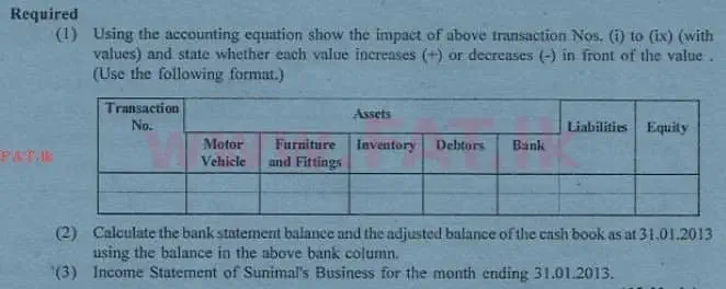 National Syllabus : Advanced Level (A/L) Accounting - 2013 August - Paper II (English Medium) 3 2