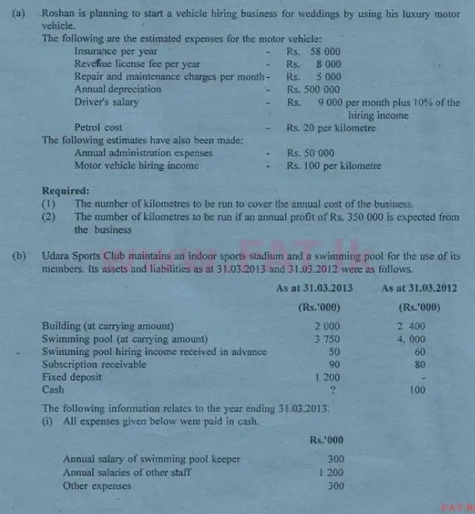 National Syllabus : Advanced Level (A/L) Accounting - 2013 August - Paper II (English Medium) 4 1