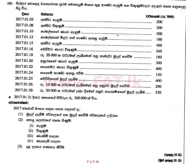 உள்ளூர் பாடத்திட்டம் : உயர்தரம் (உ/த) கணக்கியல் - 2017 ஆகஸ்ட் - தாள்கள் II (සිංහල மொழிமூலம்) 4 2