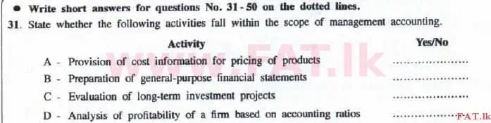 National Syllabus : Advanced Level (A/L) Accounting - 2016 August - Paper I B (English Medium) 1 1