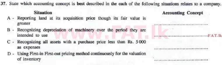 National Syllabus : Advanced Level (A/L) Accounting - 2016 August - Paper I B (English Medium) 7 1