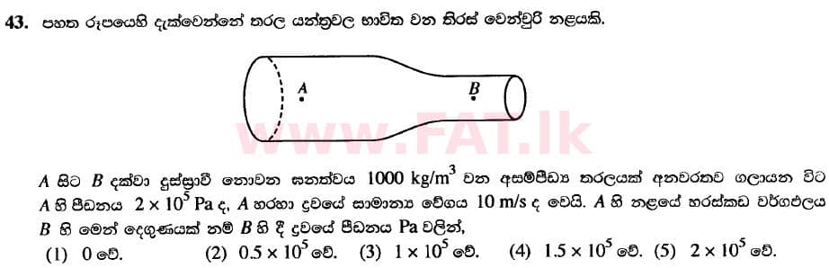 National Syllabus : Advanced Level (A/L) Engineering Technology - 2020 October - Paper I (New / Old Syllabus) (සිංහල Medium) 43 1