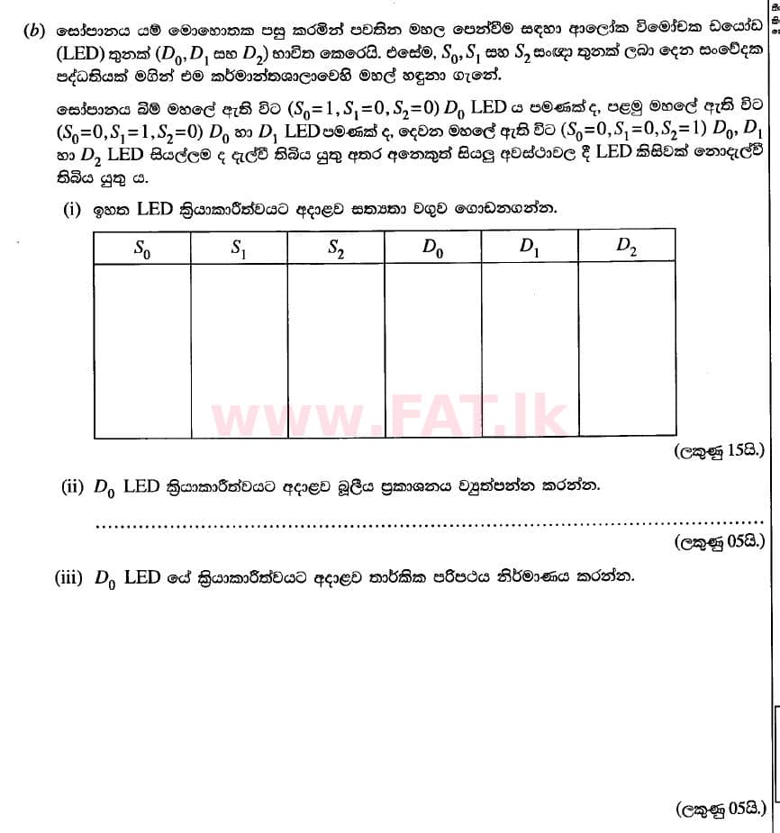 National Syllabus : Advanced Level (A/L) Engineering Technology - 2020 October - Paper II (New / Old Syllabus) (සිංහල Medium) 3 2