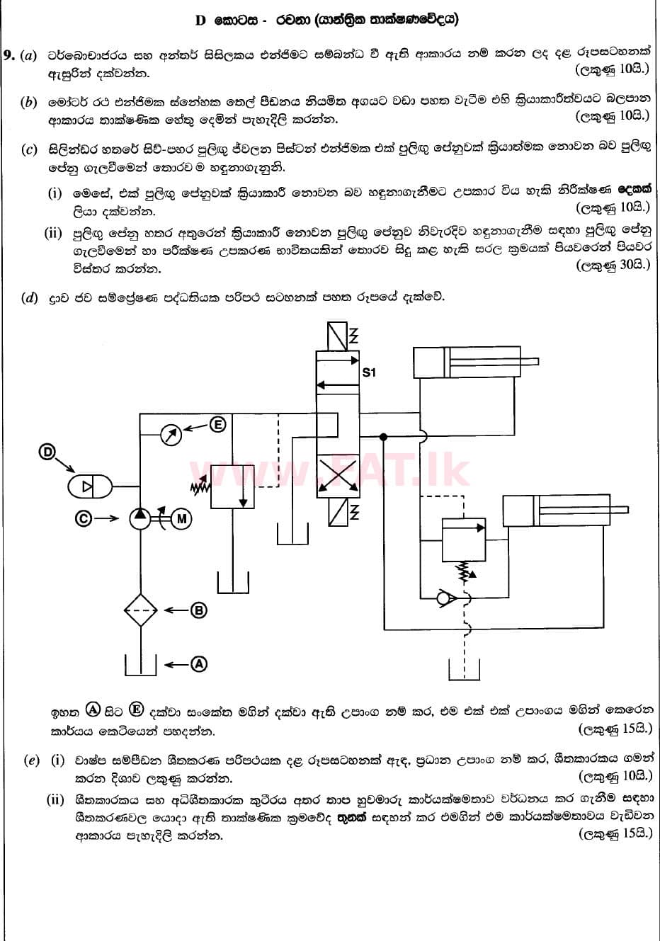 National Syllabus : Advanced Level (A/L) Engineering Technology - 2020 October - Paper II (New / Old Syllabus) (සිංහල Medium) 9 1