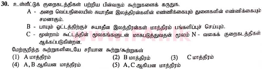 National Syllabus : Advanced Level (A/L) Engineering Technology - 2020 October - Paper I (New / Old Syllabus) (தமிழ் Medium) 30 1