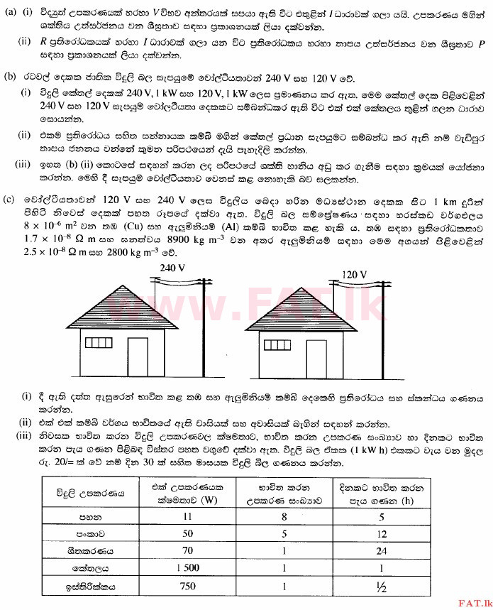 National Syllabus : Advanced Level (A/L) Science for Technology - 2015 August - Paper II (සිංහල Medium) 10 3745