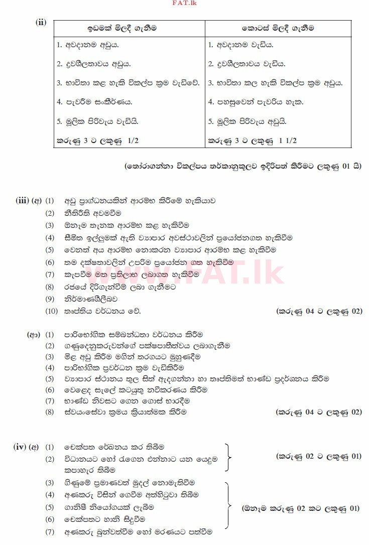 National Syllabus : Advanced Level (A/L) Business Studies - 2015 August - Paper II (සිංහල Medium) 3 3669