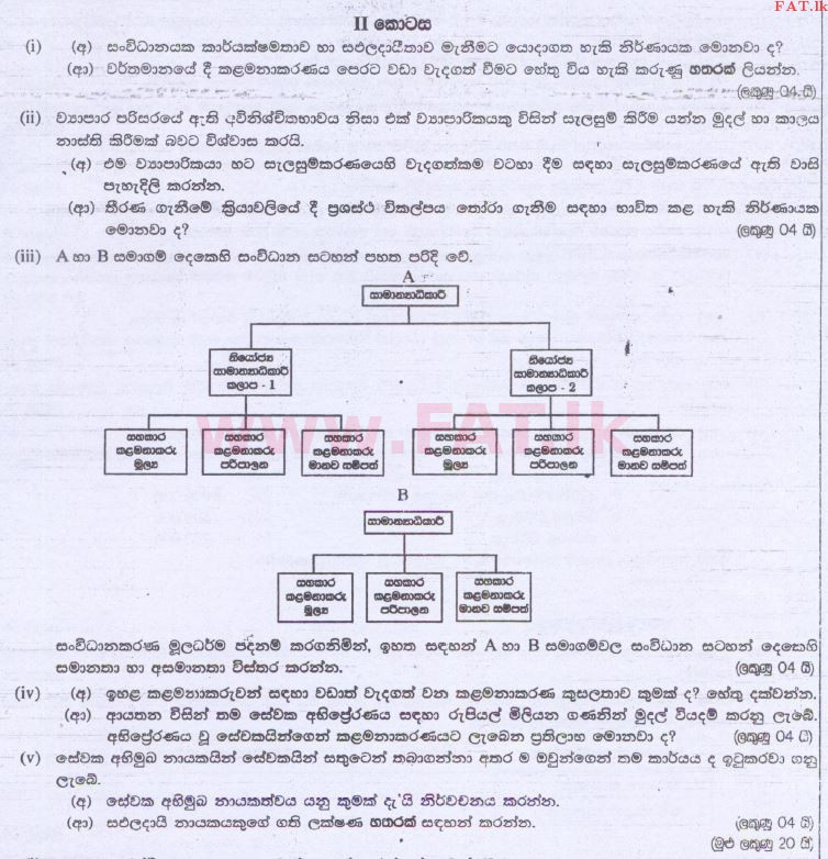 உள்ளூர் பாடத்திட்டம் : உயர்தரம் (உ/த) வர்த்தகக் கல்வி - 2014 ஆகஸ்ட் - தாள்கள் II (සිංහල மொழிமூலம்) 5 1