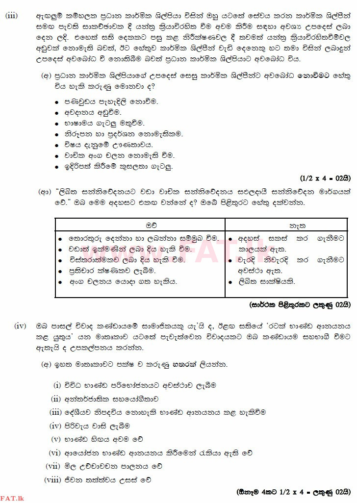 உள்ளூர் பாடத்திட்டம் : உயர்தரம் (உ/த) வர்த்தகக் கல்வி - 2014 ஆகஸ்ட் - தாள்கள் II (සිංහල மொழிமூலம்) 4 3136