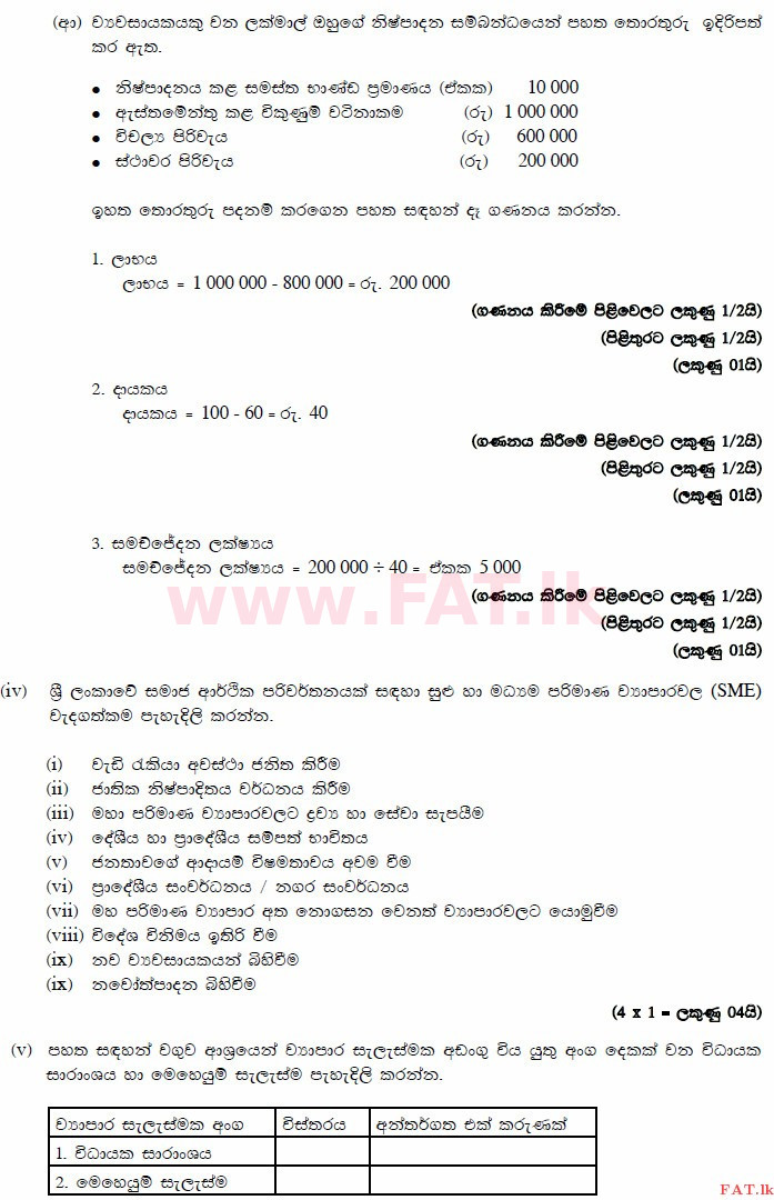 உள்ளூர் பாடத்திட்டம் : உயர்தரம் (உ/த) வர்த்தகக் கல்வி - 2014 ஆகஸ்ட் - தாள்கள் II (සිංහල மொழிமூலம்) 8 3146