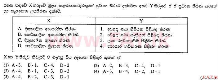 உள்ளூர் பாடத்திட்டம் : உயர்தரம் (உ/த) வர்த்தகக் கல்வி - 2012 ஆகஸ்ட் - தாள்கள் I A (සිංහල மொழிமூலம்) 23 1