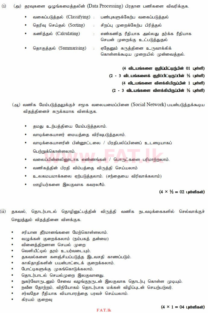 National Syllabus : Advanced Level (A/L) Business Studies - 2014 August - Paper II (தமிழ் Medium) 8 3170