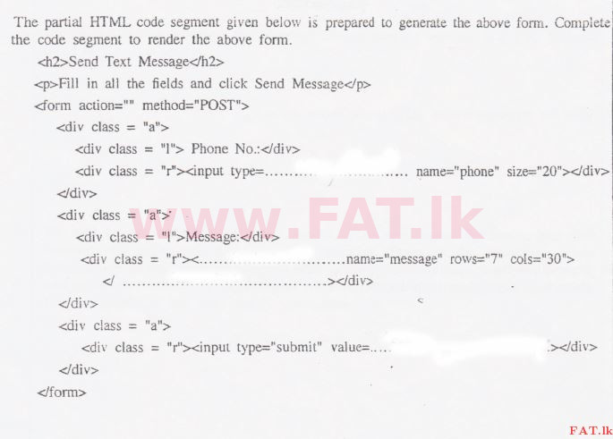 National Syllabus : Advanced Level (A/L) Information & Communication Technology ICT - 2015 August - Paper II (English Medium) 1 2