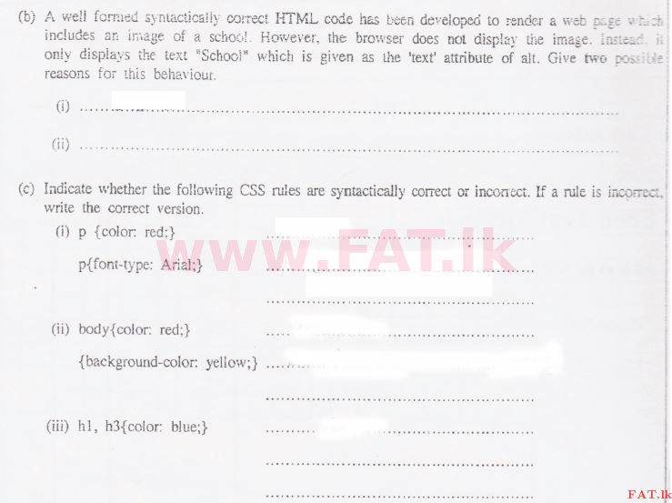 National Syllabus : Advanced Level (A/L) Information & Communication Technology ICT - 2015 August - Paper II (English Medium) 1 3