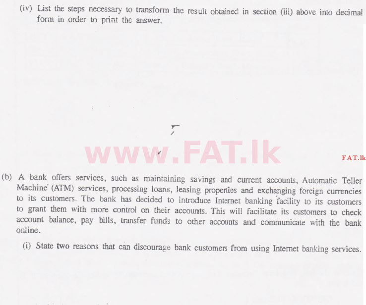 National Syllabus : Advanced Level (A/L) Information & Communication Technology ICT - 2015 August - Paper II (English Medium) 2 2