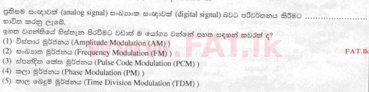 National Syllabus : Advanced Level (A/L) Information & Communication Technology ICT - 2015 August - Paper I (සිංහල Medium) 12 1