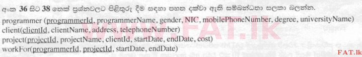 National Syllabus : Advanced Level (A/L) Information & Communication Technology ICT - 2015 August - Paper I (සිංහල Medium) 37 1