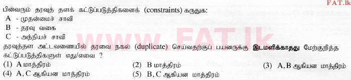 National Syllabus : Advanced Level (A/L) Information & Communication Technology ICT - 2015 August - Paper I (தமிழ் Medium) 39 1