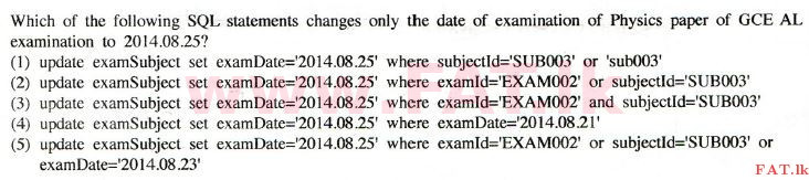 உள்ளூர் பாடத்திட்டம் : உயர்தரம் (உ/த) தகவல் தொடர்பாடல் தொழில்நுட்பம் - 2014 ஆகஸ்ட் - தாள்கள் I (English மொழிமூலம்) 34 2